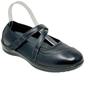 Orthofeet Women's Celina Black Leather Mary Jane Flats size 8.5 X-wide NWOT